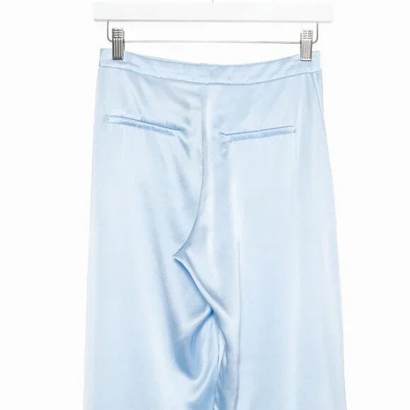 Sablyn Light Blue Silk Wide-Leg Button Fly Pants – Sample Style — Size XS
